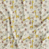 Giraffe Mini Monkey Pattern Cream Kid's Printed Fabric